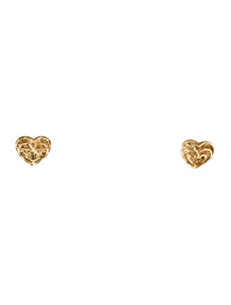 Earrings 14K Textured Heart Stud Earrings