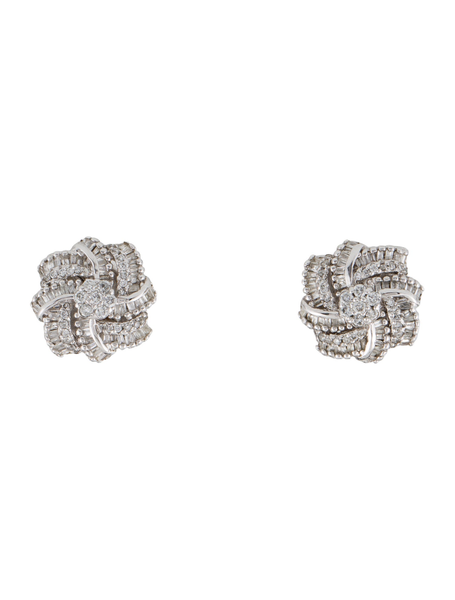 Earrings 14K Diamond Ribbon Cluster Stud