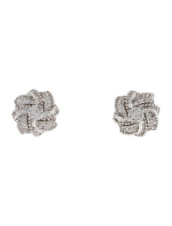 Earrings 14K Diamond Ribbon Cluster Stud Earrings