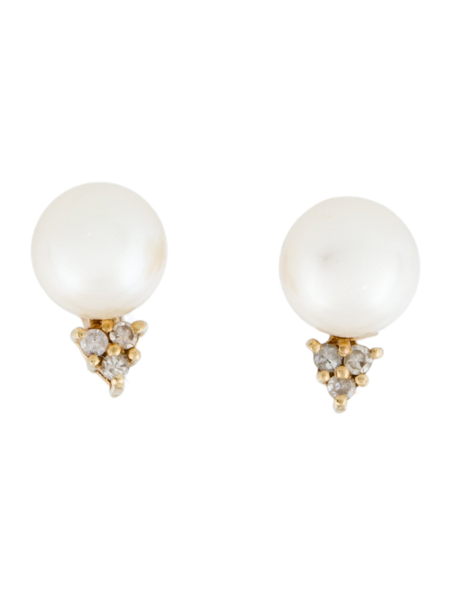 Earrings 14K Pearl & Diamond Stud