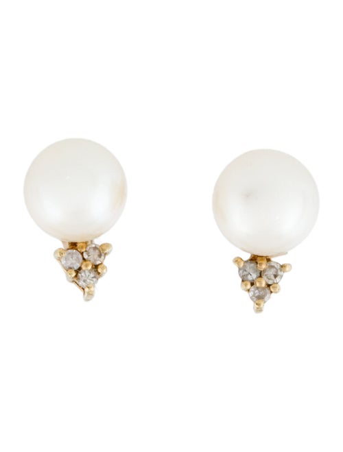 Earrings 14K Pearl & Diamond Stud Earrings