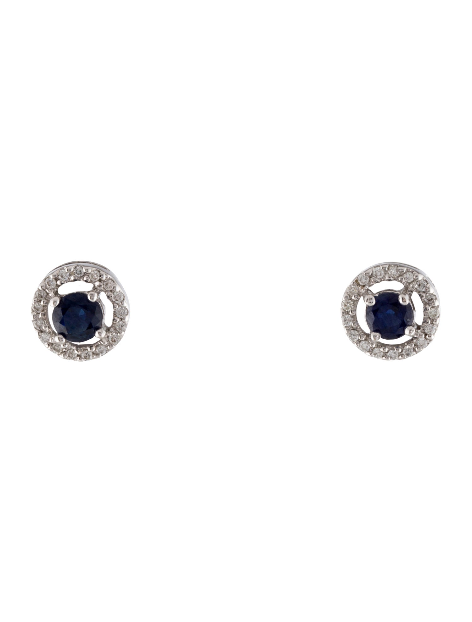 Earrings 18K Sapphire & Diamond Halo Stud Earrings