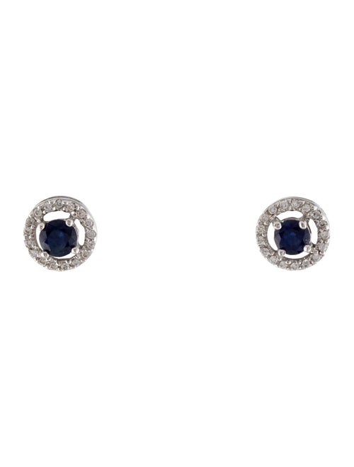 Earrings 18K Sapphire & Diamond Halo Stud Earrings