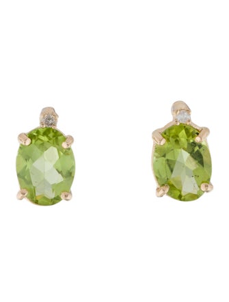 Earrings 10K Peridot & Diamond Stud Earrings