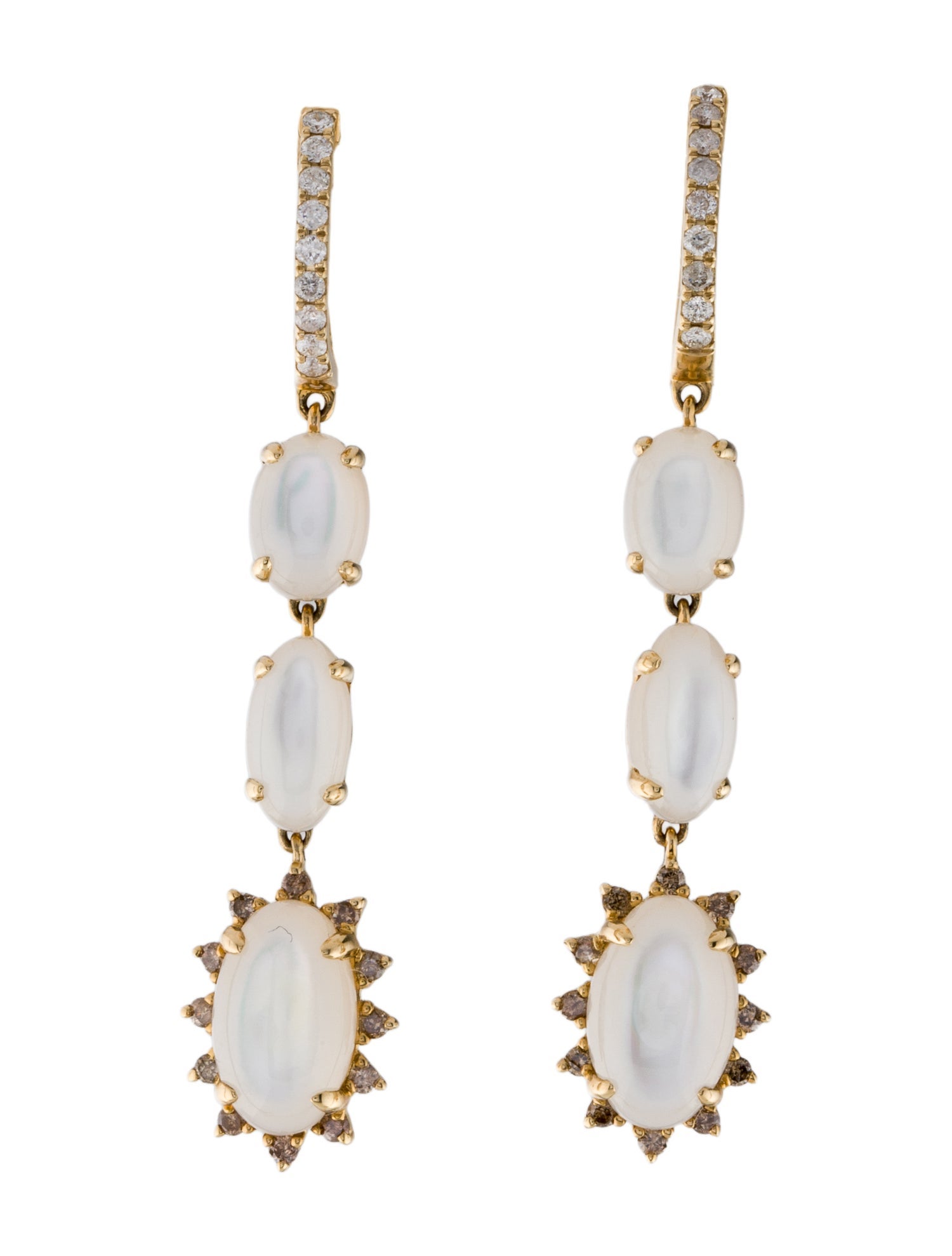 Earrings 14K Mother of Pearl & Diamond Drop Earrings
