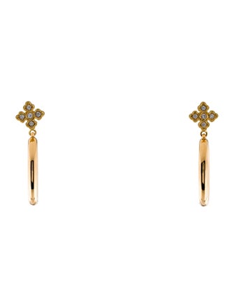 Earrings 14K Diamond Oval Drop Earrings