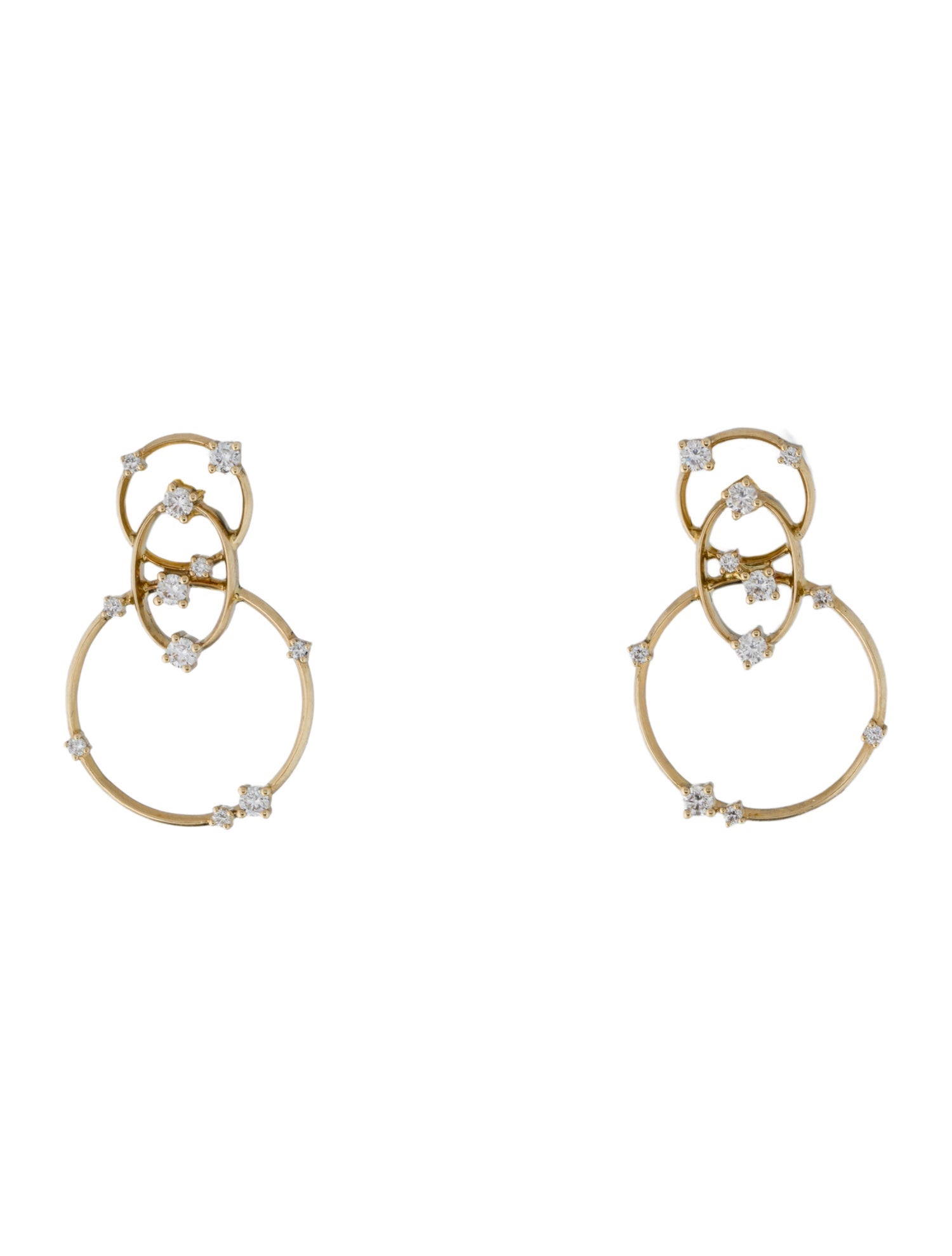 Earrings 14K Diamond Open Circle Drop Earrings