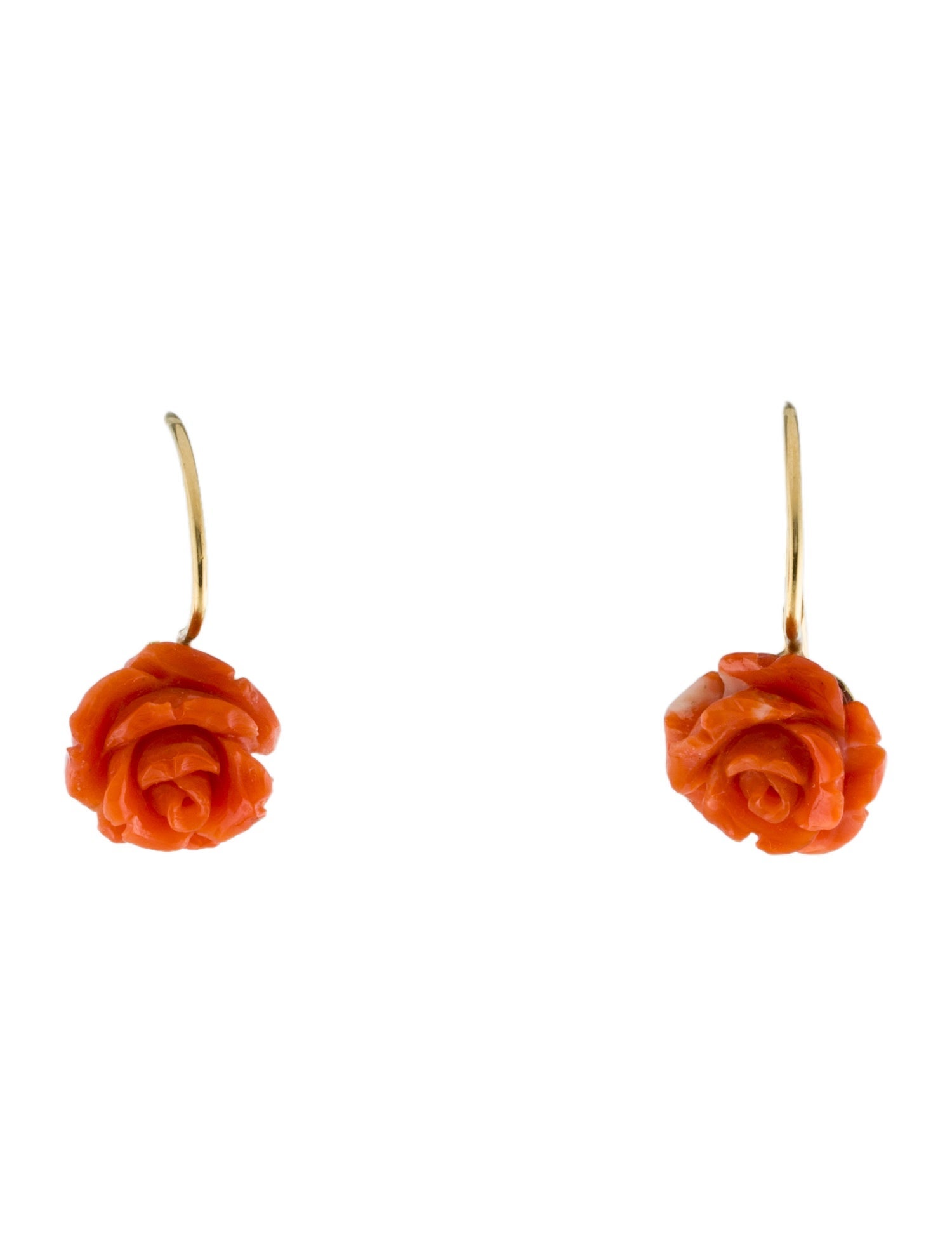 Earrings 18K Coral Rose Drop