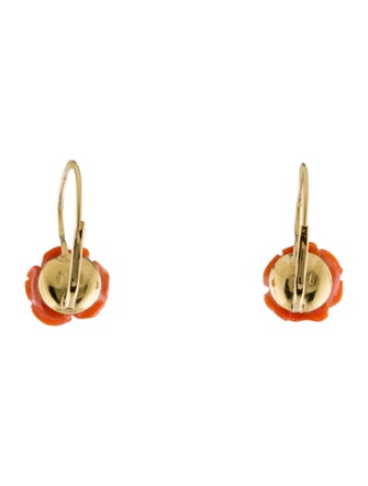 Earrings 18K Coral Rose Drop Earrings