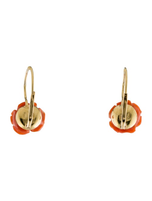 Earrings 18K Coral Rose Drop Earrings