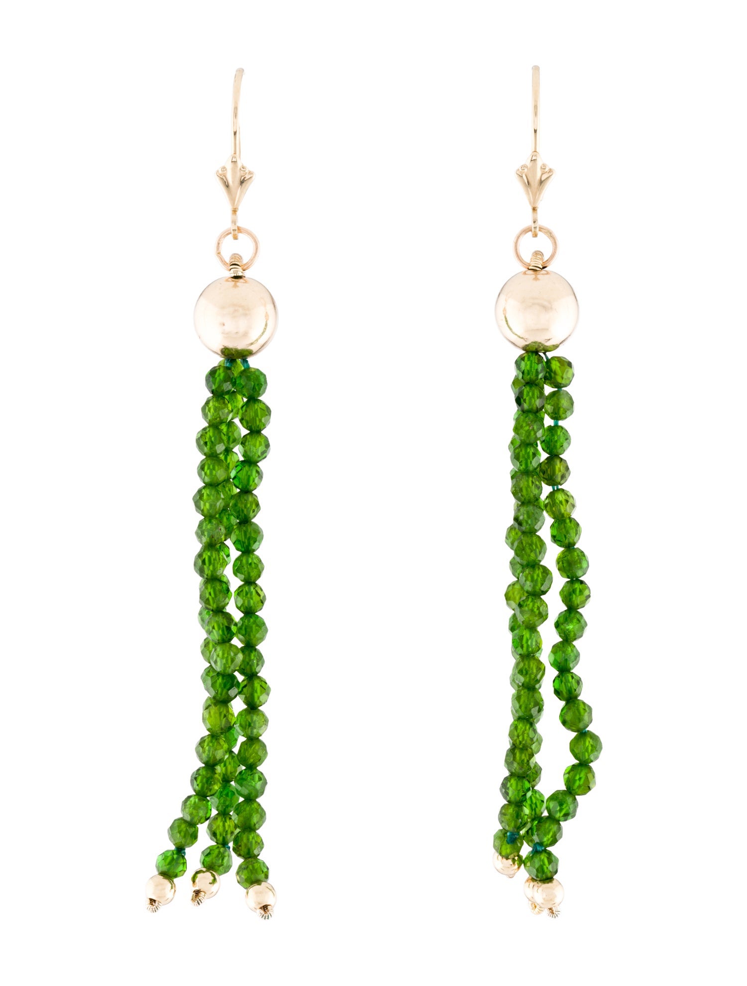 Earrings 14K Diopside Tassel Drop
