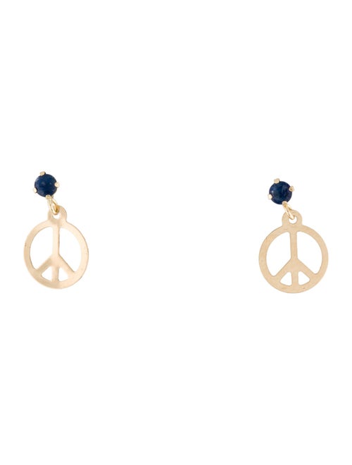 Earrings 10K Sapphire Peace Sign Drop Earrings
