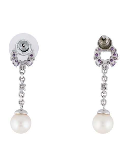 Earrings 14K Pearl, Amethyst & Diamond Drop Earrings