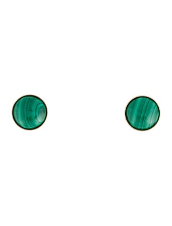 Earrings 14K Malachite Circle Stud Earrings