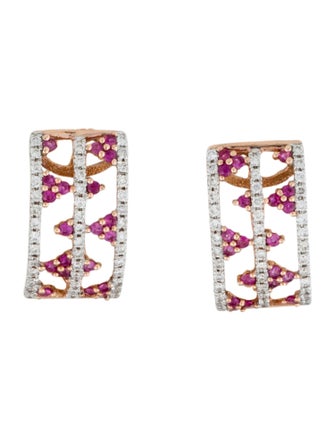 Earrings 14K Ruby & Diamond Earclip Earrings