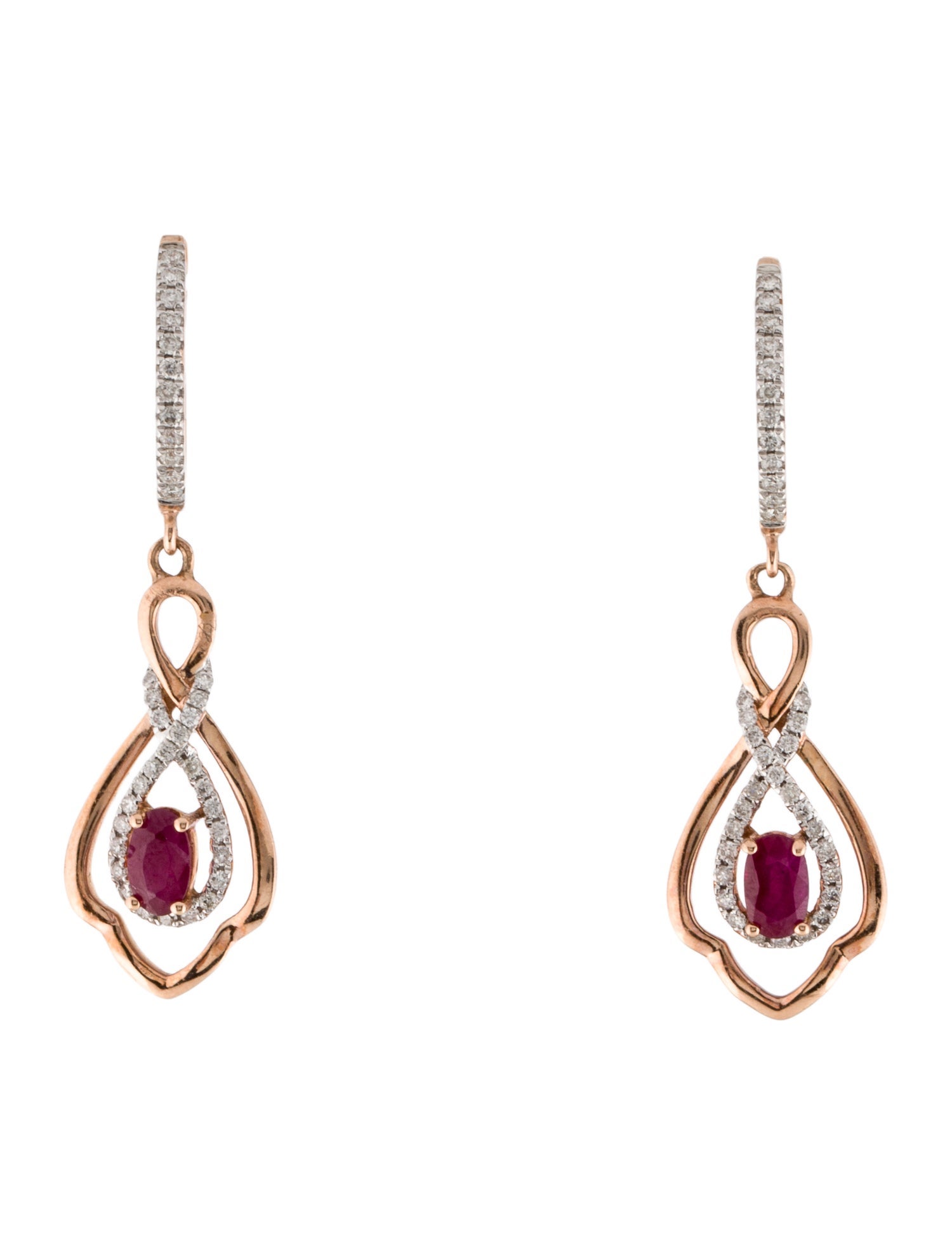 Earrings 14K Ruby & Diamond Drop