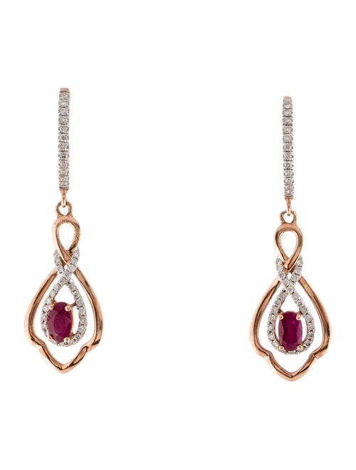 Earrings 14K Ruby & Diamond Drop Earrings