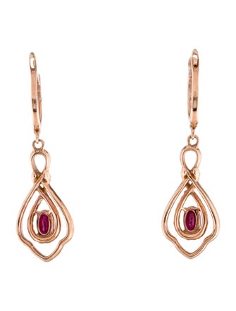 Earrings 14K Ruby & Diamond Drop Earrings