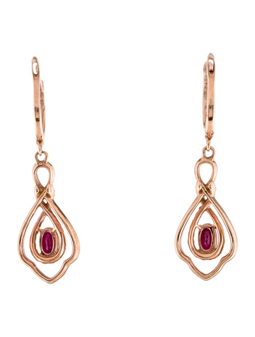 Earrings 14K Ruby & Diamond Drop Earrings