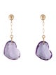 Earrings 14K Amethyst Heart Drop Earrings
