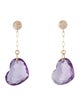 Earrings 14K Amethyst Heart Drop Earrings