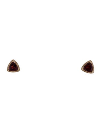 Earrings 14K Garnet & Diamond Stud Earrings