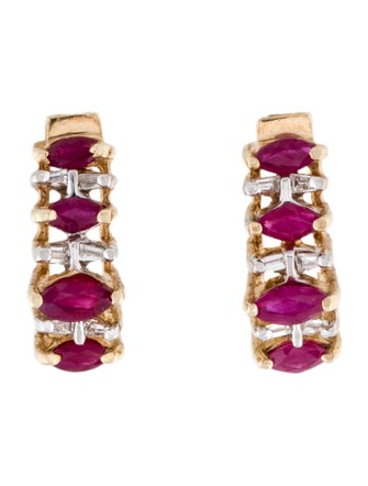 Earrings 10K Ruby and Diamond Earclips