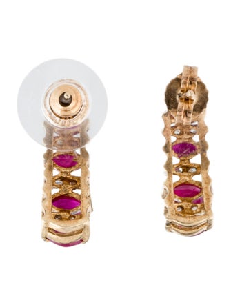 Earrings 10K Ruby and Diamond Earclips