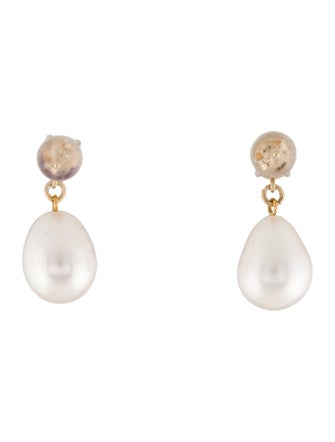 Earrings 14K Pearl & Ruby Drop Earrings