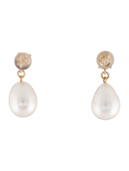 Earrings 14K Pearl & Ruby Drop Earrings