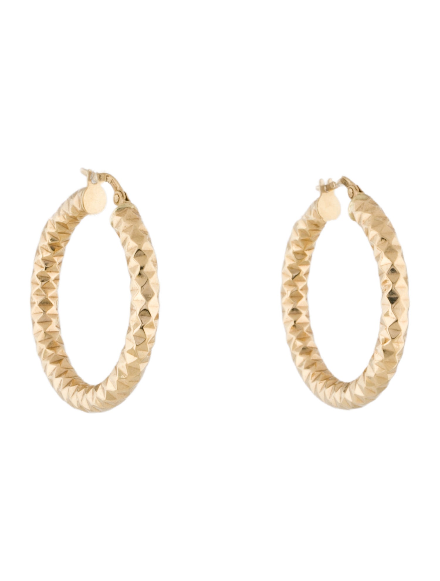 Earrings 14K Textured Hollow Hoop