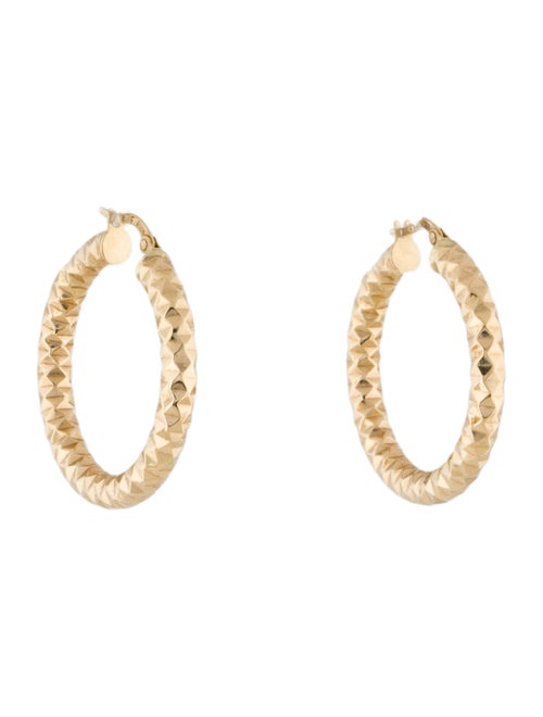 Earrings 14K Textured Hollow Hoop Earrings