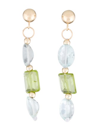 Earrings 14K Aquamarine & Peridot Drop Earrings