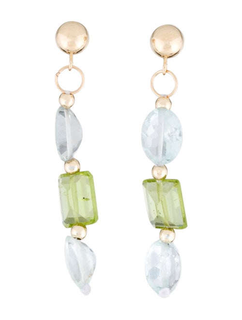Earrings 14K Aquamarine & Peridot Drop Earrings
