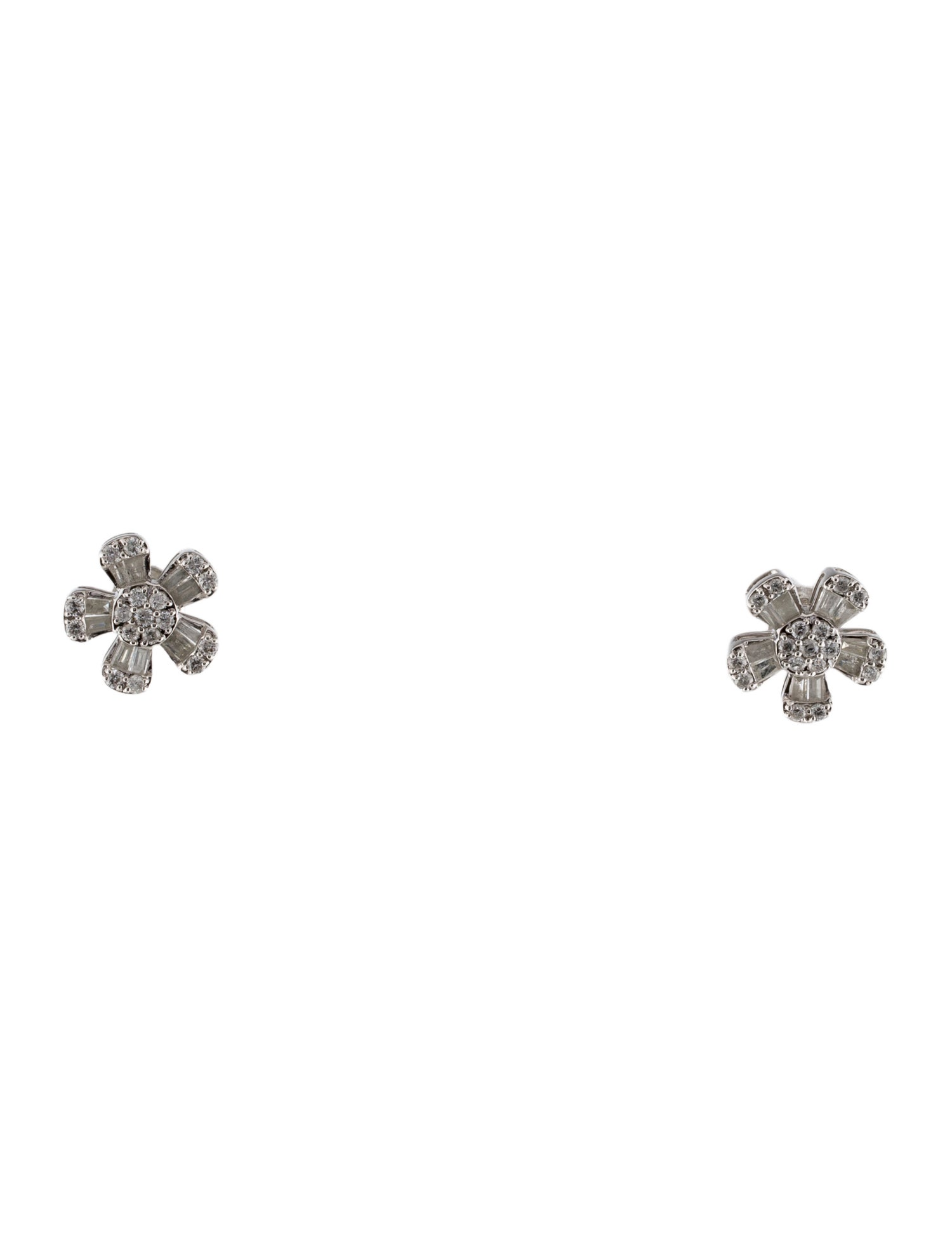 Earrings 14K Diamond Flower Stud