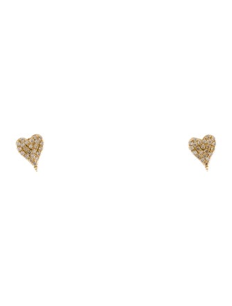 Earrings 14K Diamond Heart Stud Earrings