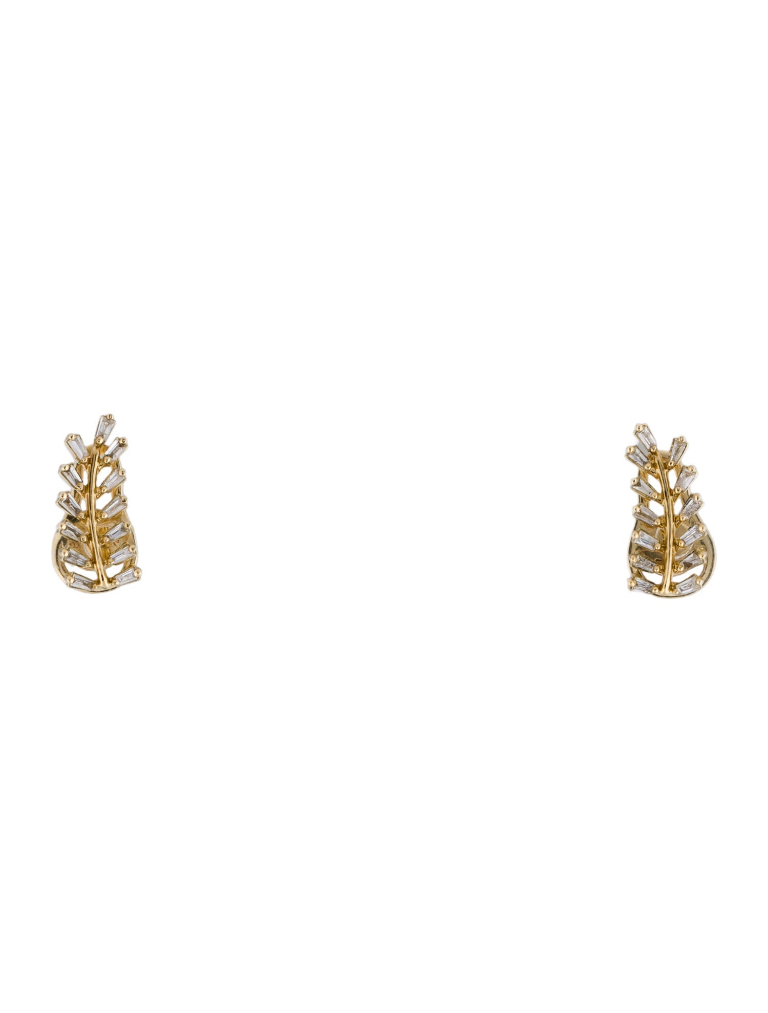 Earrings 14K Diamond Leaf Stud Earrings