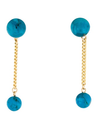 Earrings 14K Composite Turquoise Bead Drop Earrings