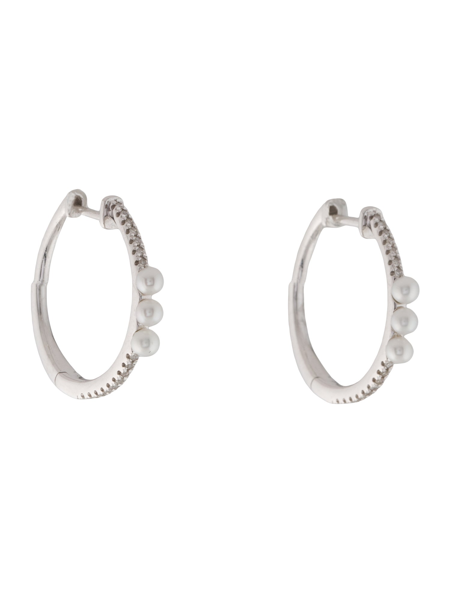 Earrings 14K Cultured Pearl & Diamond Hoop