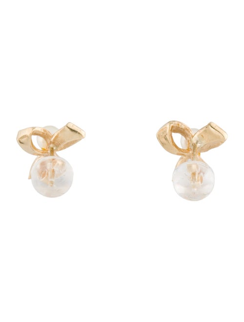 Earrings 14K Pearl Bow Stud Earrings