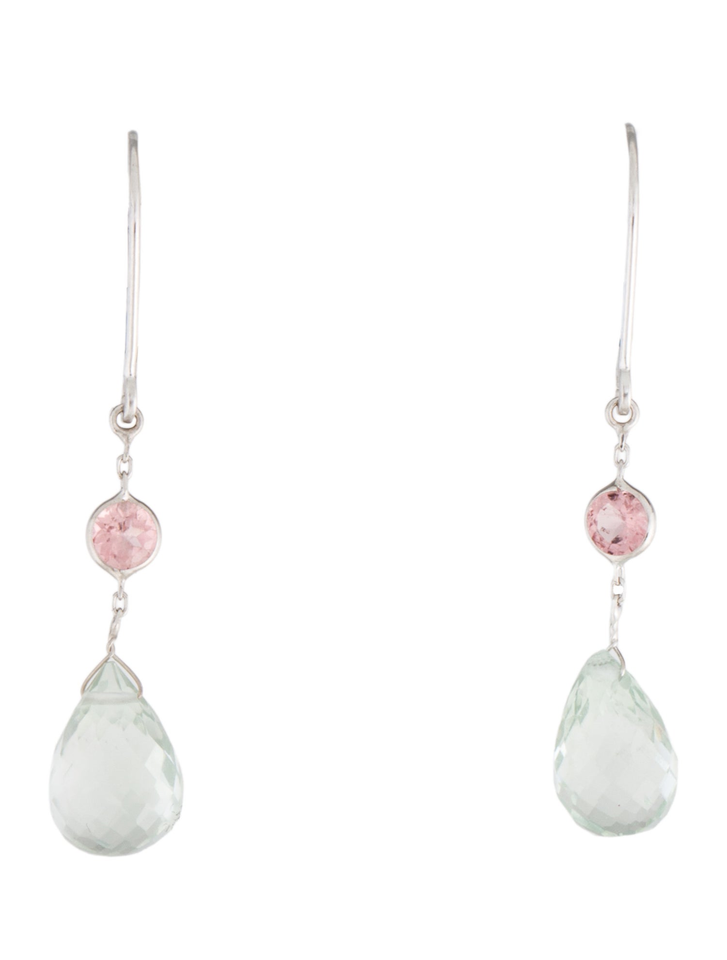Earrings 14K Prasiolite & Tourmaline Drop