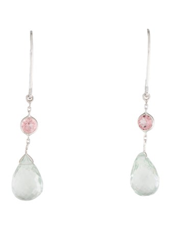Earrings 14K Prasiolite & Tourmaline Drop Earrings