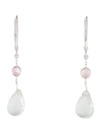 Earrings 14K Prasiolite & Tourmaline Drop Earrings