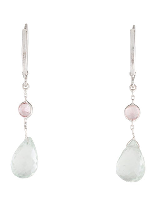Earrings 14K Prasiolite & Tourmaline Drop Earrings