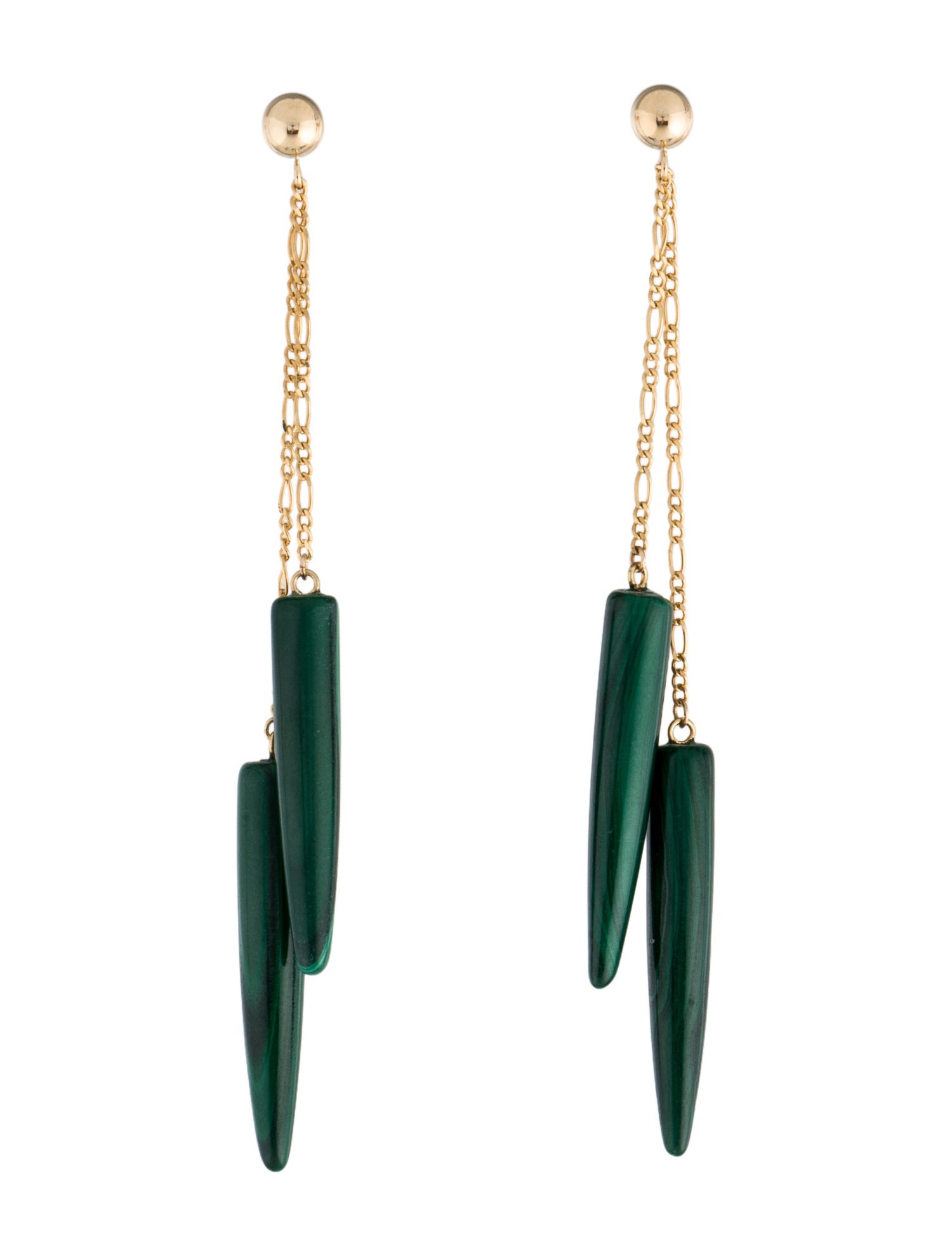 Earrings 14K Malachite Drop