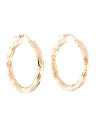 Earrings 18K Textured Hoop Earrings