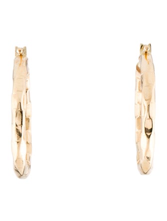 Earrings 18K Textured Hoop Earrings