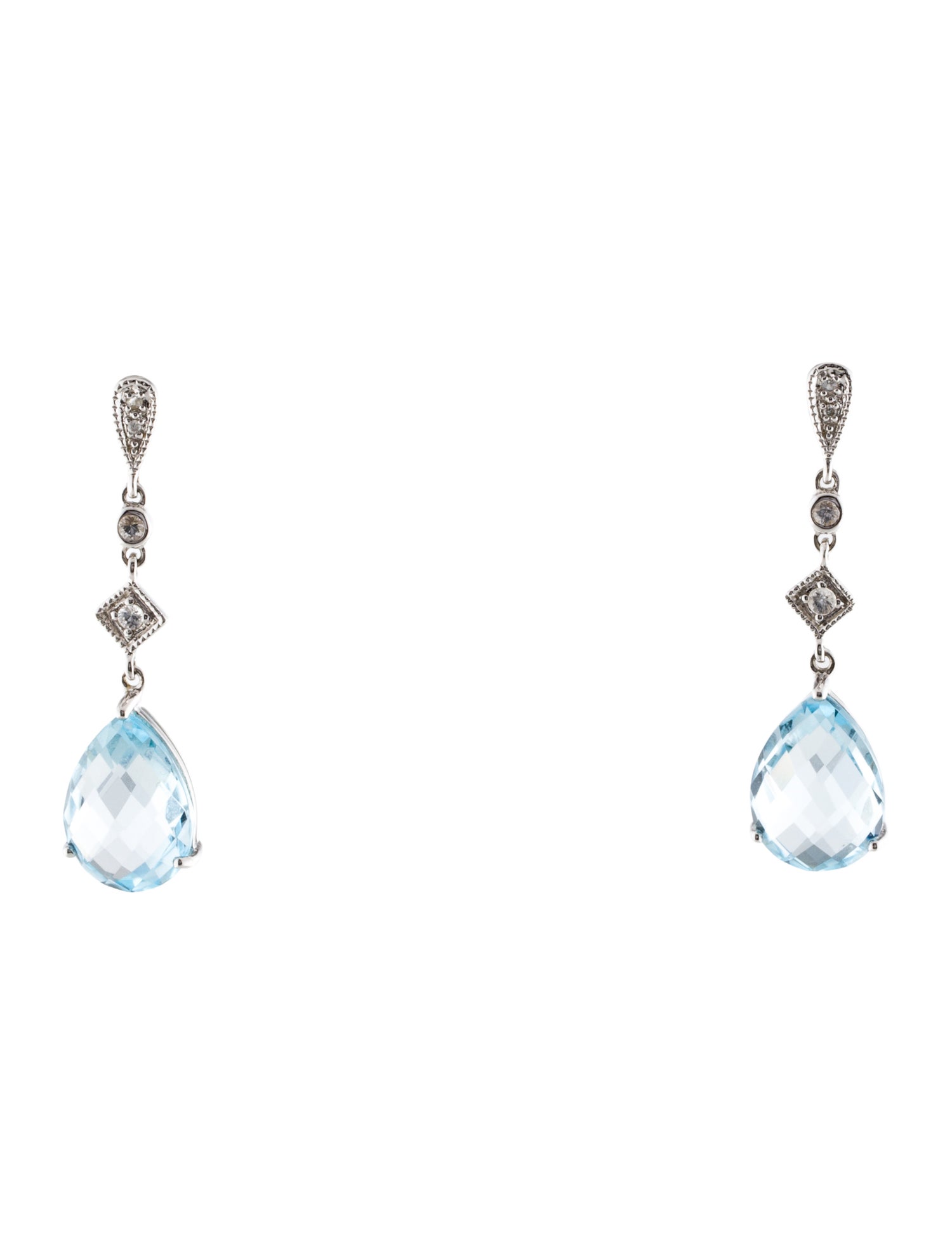 Earrings 14K Topaz & Diamond Drop