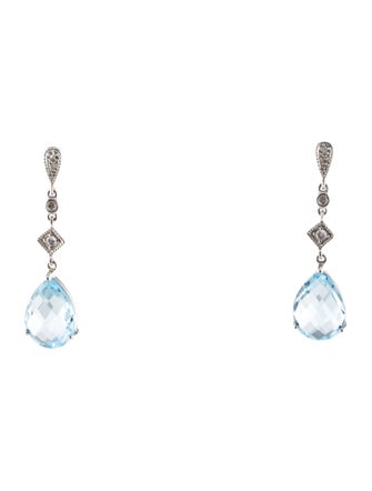 Earrings 14K Topaz & Diamond Drop Earrings