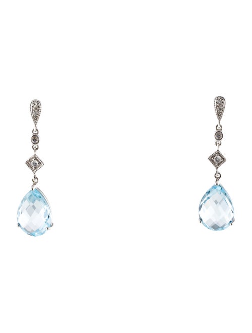 Earrings 14K Topaz & Diamond Drop Earrings